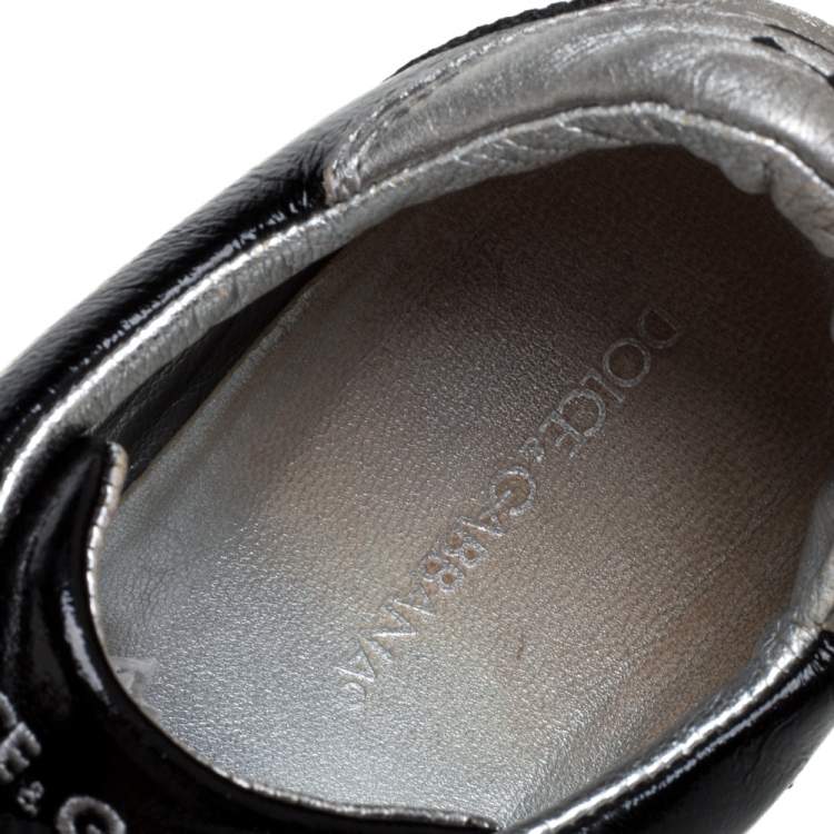 Pre Owned Dolce & Gabbana Black Patent Leather Low Top Sneakers Size 41