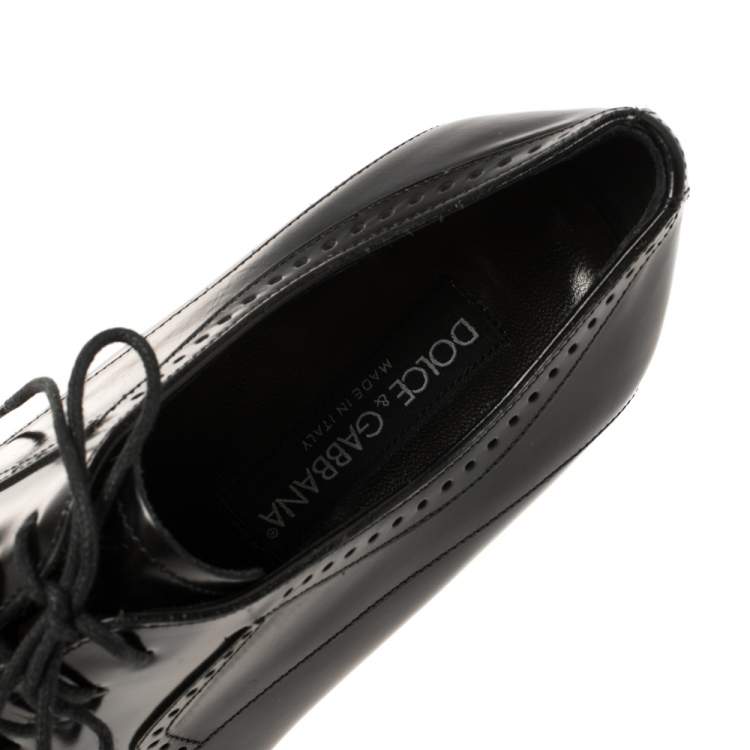 Pre Owned Dolce & Gabbana Black Leather Brogue Derby Size 42