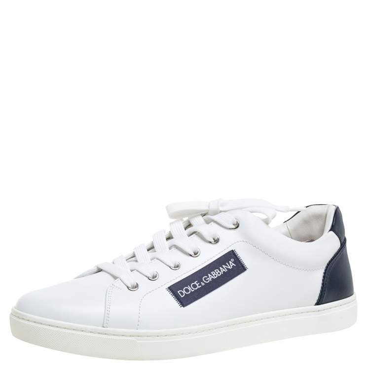 Dolce & Gabbana White/Blue Leather Low Top Sneakers Size  Dolce &  Gabbana | TLC