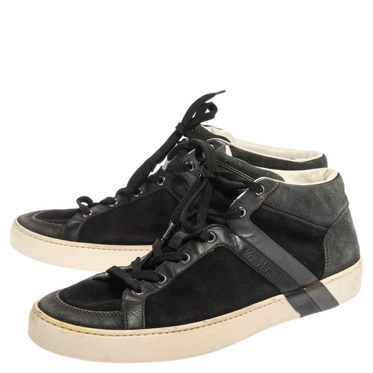 Pre Owned Louis Vuitton Black Suede And Leather High Top Sneakers Size 42