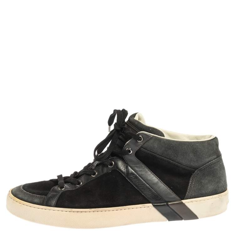 Pre Owned Louis Vuitton Black Suede And Leather High Top Sneakers Size 42