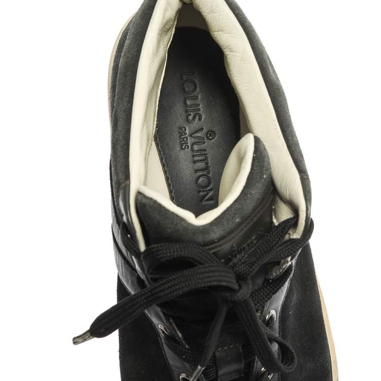 Pre Owned Louis Vuitton Black Suede And Leather High Top Sneakers Size 42
