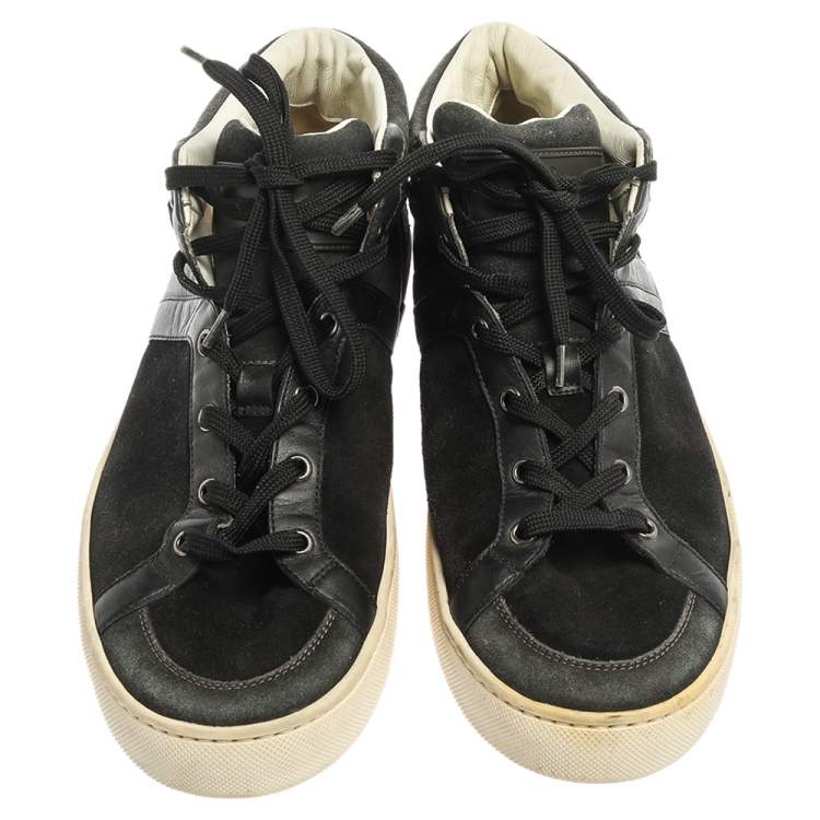 Pre Owned Louis Vuitton Black Suede And Leather High Top Sneakers Size 42
