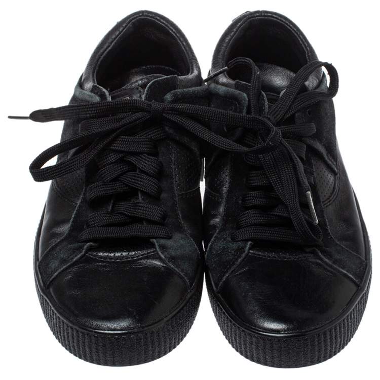 Pre Owned Dolce & Gabbana Black Leather Low Top Sneakers Size 39