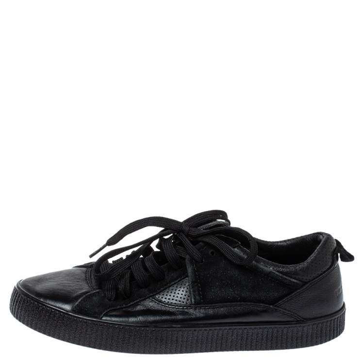 Pre Owned Dolce & Gabbana Black Leather Low Top Sneakers Size 39