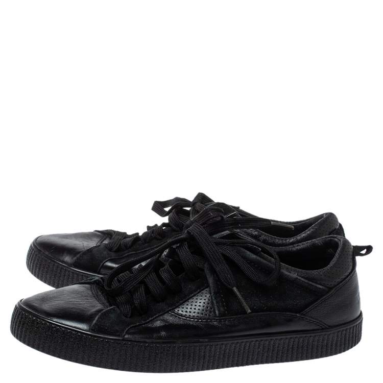 Pre Owned Dolce & Gabbana Black Leather Low Top Sneakers Size 39