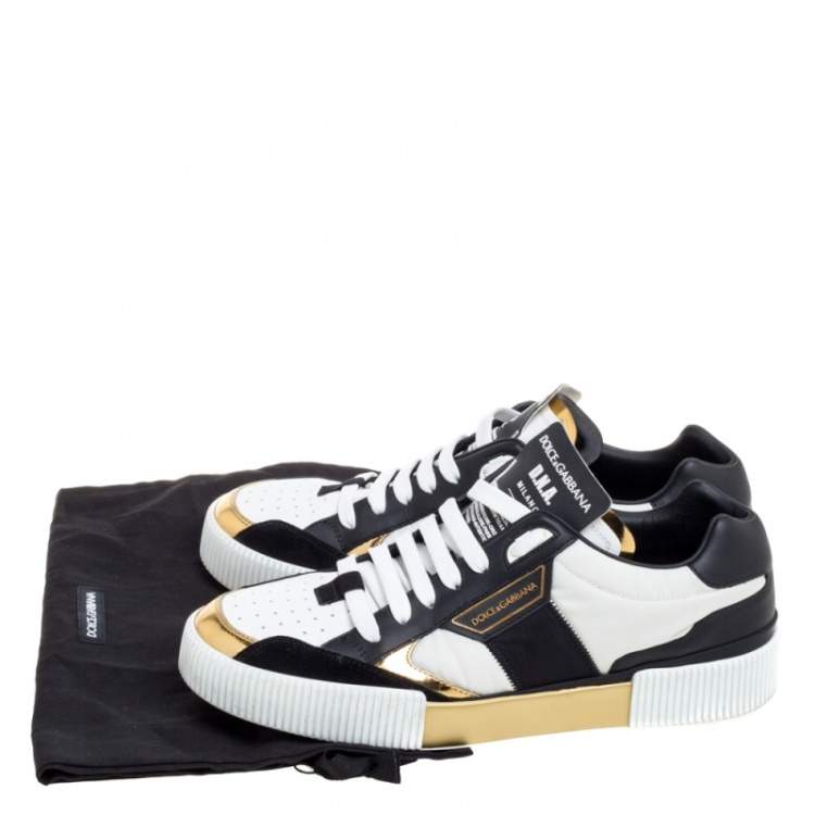 مملوكة مسبقًا  Dolce & Gabbana Tricolor Leather and Fabric Panelled Miami Trainer Sneakers Size 43