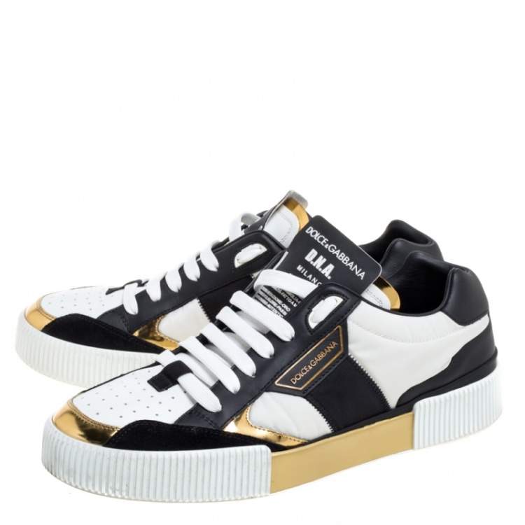 مملوكة مسبقًا  Dolce & Gabbana Tricolor Leather and Fabric Panelled Miami Trainer Sneakers Size 43