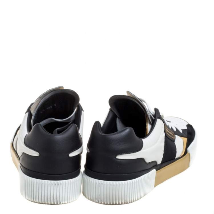 مملوكة مسبقًا  Dolce & Gabbana Tricolor Leather and Fabric Panelled Miami Trainer Sneakers Size 43