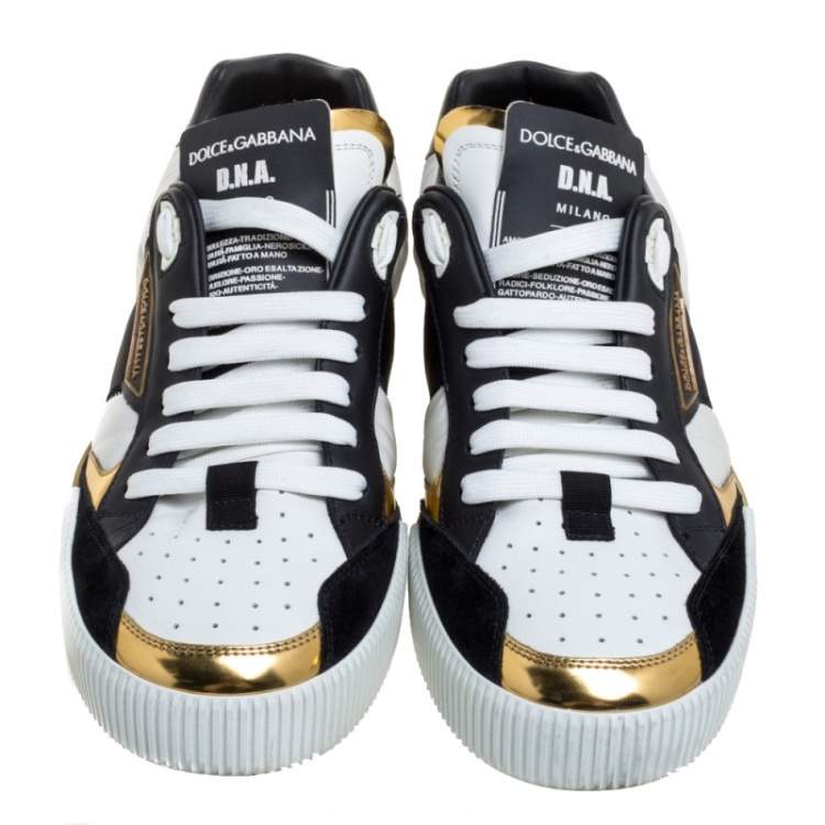 مملوكة مسبقًا  Dolce & Gabbana Tricolor Leather and Fabric Panelled Miami Trainer Sneakers Size 43