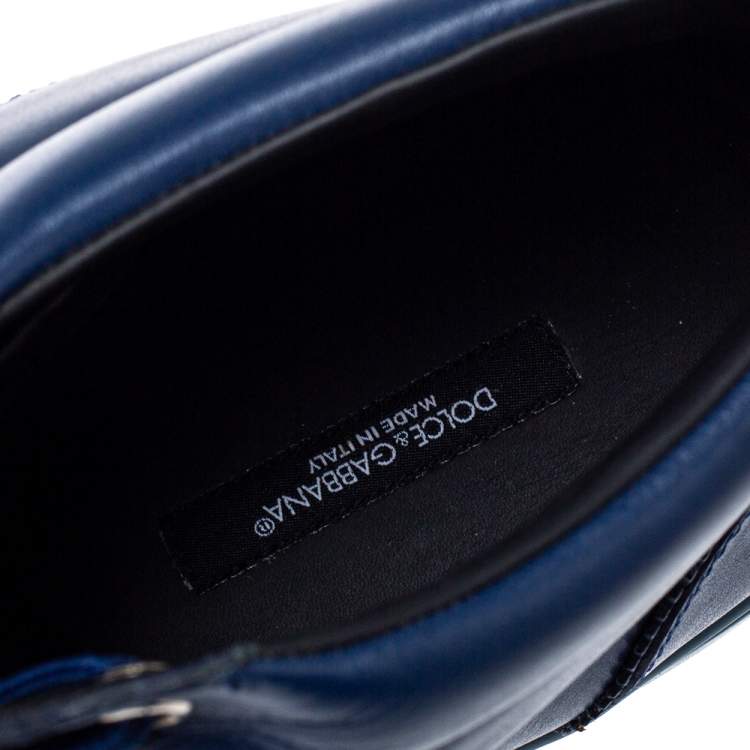 Pre Owned Dolce & Gabbana Blue Leather High Top Sneakers Size 45