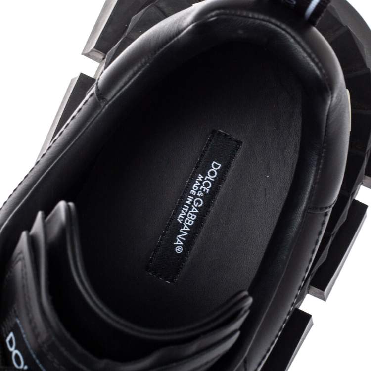 مملوكة مسبقًا Dolce & Gabbana Black Leather and Suede Super King Sneakers Size 44.5