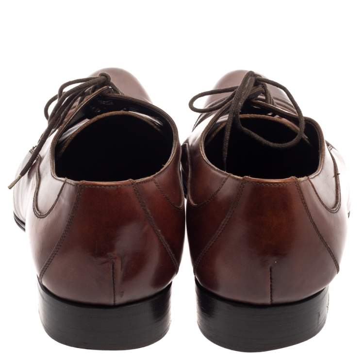Pre Owned Dolce & Gabbana Brown Leather Lace Up Derby Size 45
