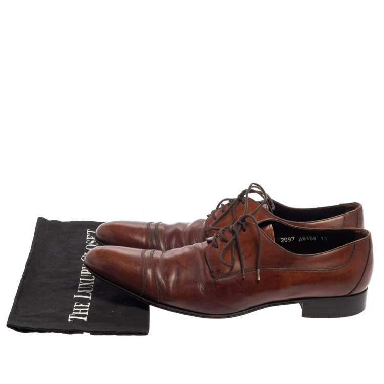 Pre Owned Dolce & Gabbana Brown Leather Lace Up Derby Size 45