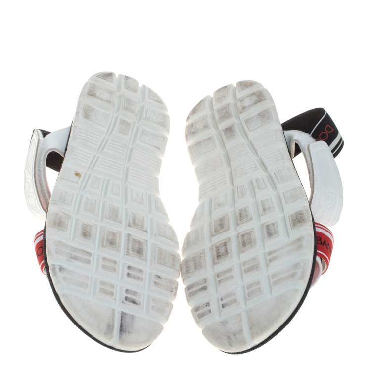 Pre Owned Dolce And Gabbana Multicolor Canvas And Leather Velcro  Sandals Size 37
