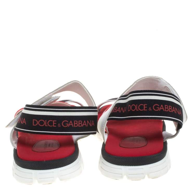 Pre Owned Dolce And Gabbana Multicolor Canvas And Leather Velcro  Sandals Size 37