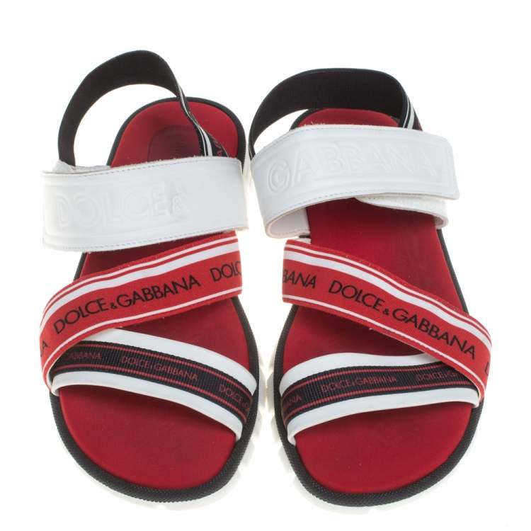 Pre Owned Dolce And Gabbana Multicolor Canvas And Leather Velcro  Sandals Size 37