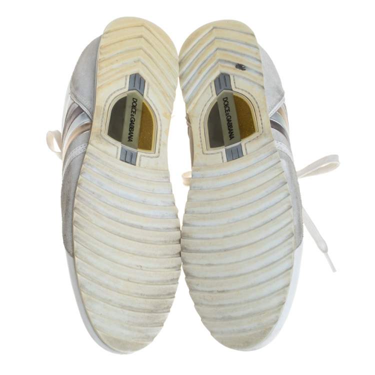 Pre Owned Dolce & Gabbana White Leather Logo Sneakers Size 43.5