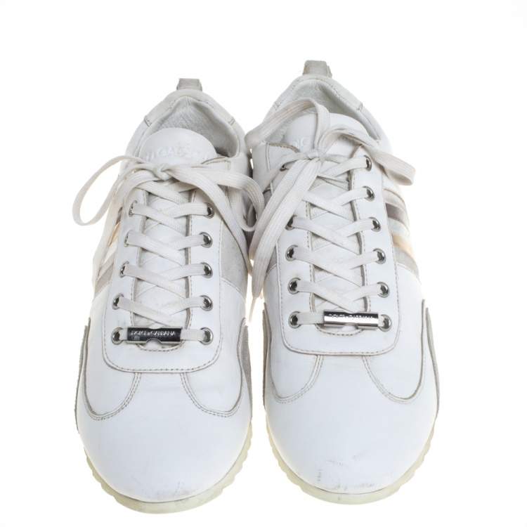 Pre Owned Dolce & Gabbana White Leather Logo Sneakers Size 43.5