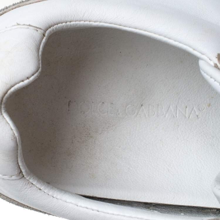 Pre Owned Dolce & Gabbana White Leather Logo Sneakers Size 43.5