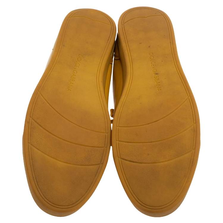 Pre Owned Dolce & Gabbana Yellow Leather Sneakers Size 43