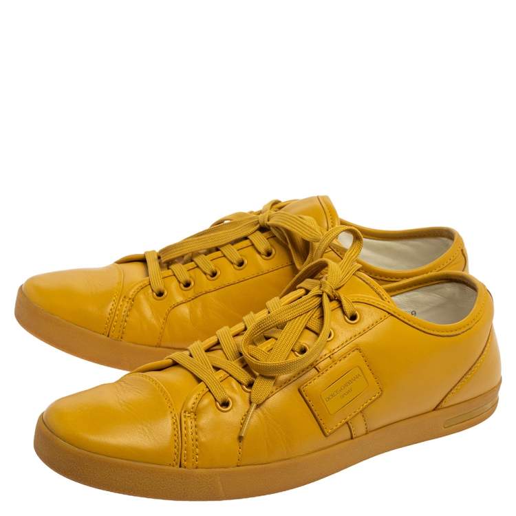 Pre Owned Dolce & Gabbana Yellow Leather Sneakers Size 43