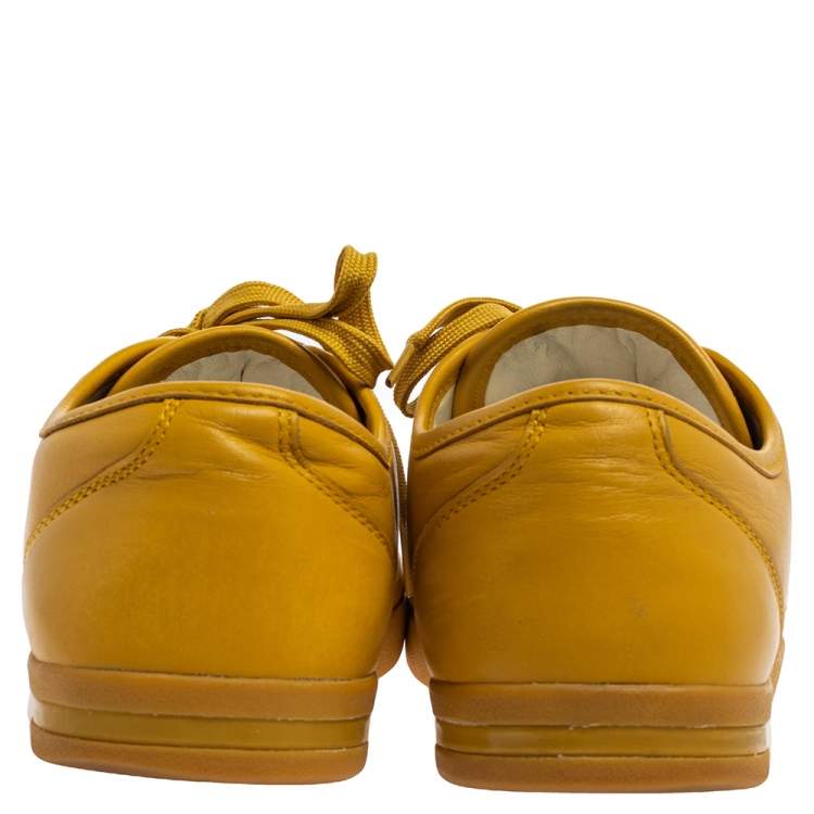 Pre Owned Dolce & Gabbana Yellow Leather Sneakers Size 43