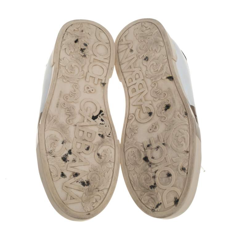 مملوكة مسبقًا Dolce & Gabbana White Leather Portofino Sneakers Size 43