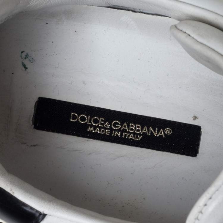 مملوكة مسبقًا Dolce & Gabbana White Leather Portofino Sneakers Size 43