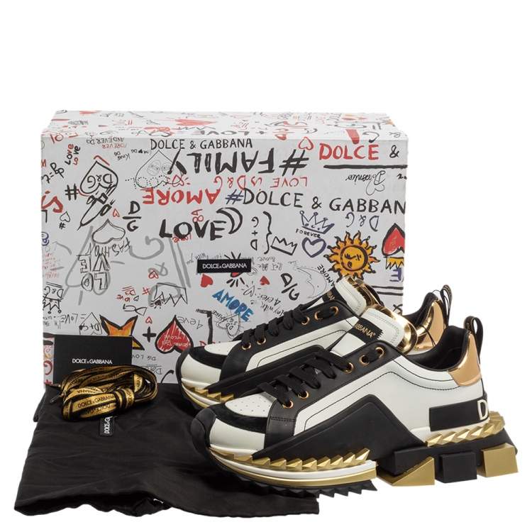 مملوكة مسبقًا Dolce & Gabbana Multicolor Suede And Leather Super King Low Top Sneakers Size 43