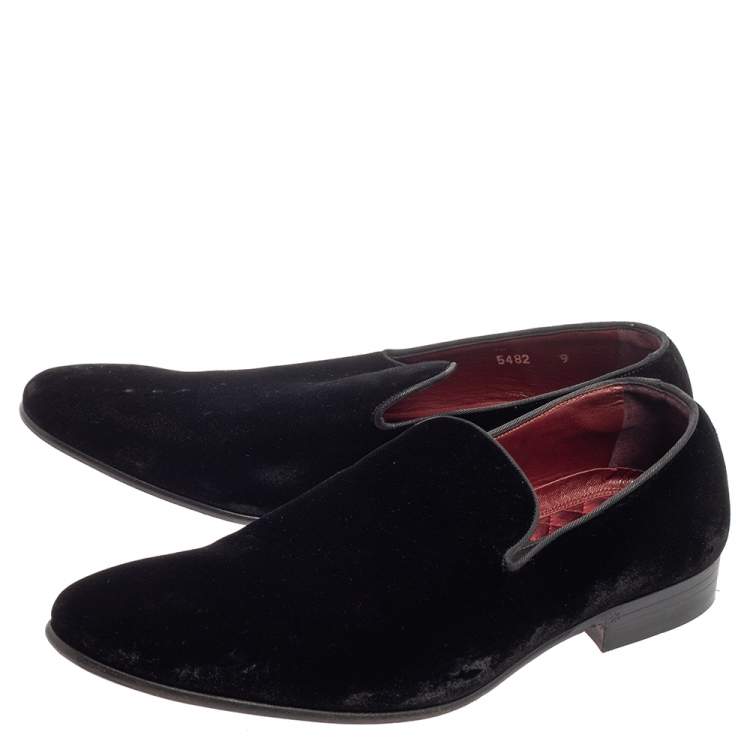 Pre Owned Dolce & Gabbana Black Velvet Smoking Slippers SIze 43