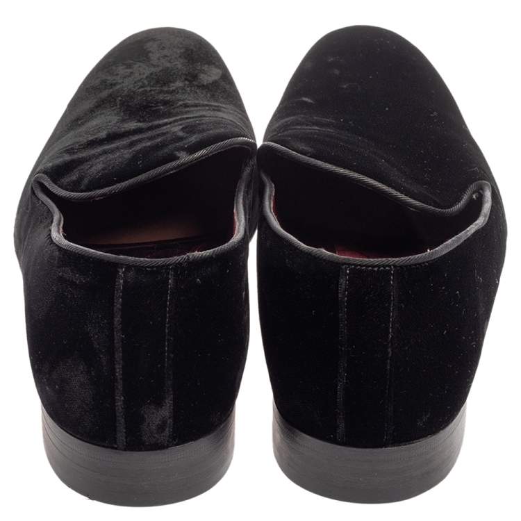 Pre Owned Dolce & Gabbana Black Velvet Smoking Slippers SIze 43