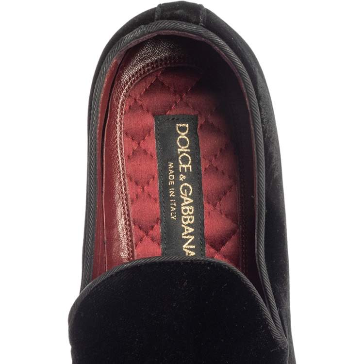 Pre Owned Dolce & Gabbana Black Velvet Smoking Slippers SIze 43