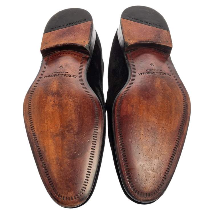 Pre Owned Dolce & Gabbana Black Velvet Smoking Slippers SIze 43