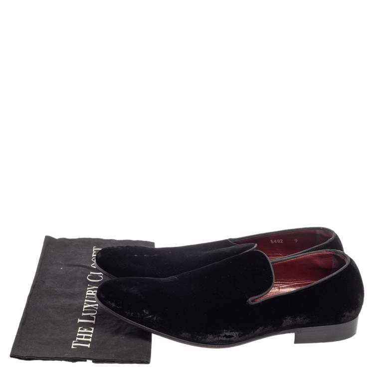 Pre Owned Dolce & Gabbana Black Velvet Smoking Slippers SIze 43