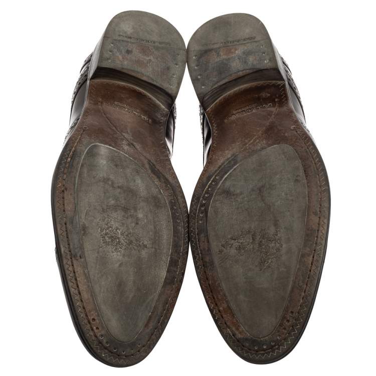 Pre Owned Dolce & Gabbana Dark Brown Leather Brogue Lace Up Derby Size 45