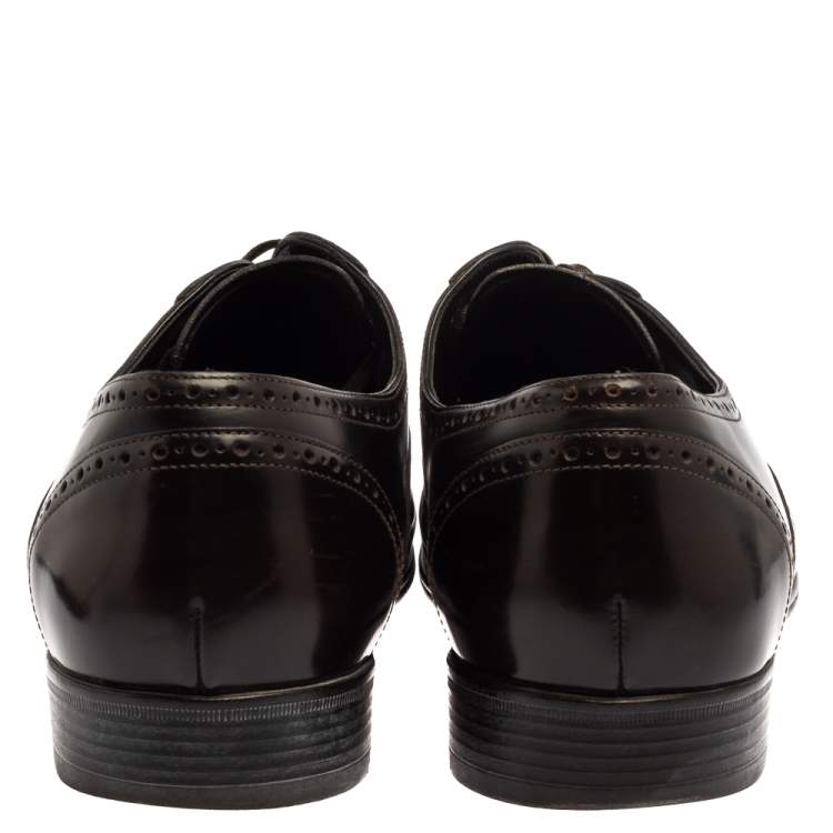 Pre Owned Dolce & Gabbana Dark Brown Leather Brogue Lace Up Derby Size 45