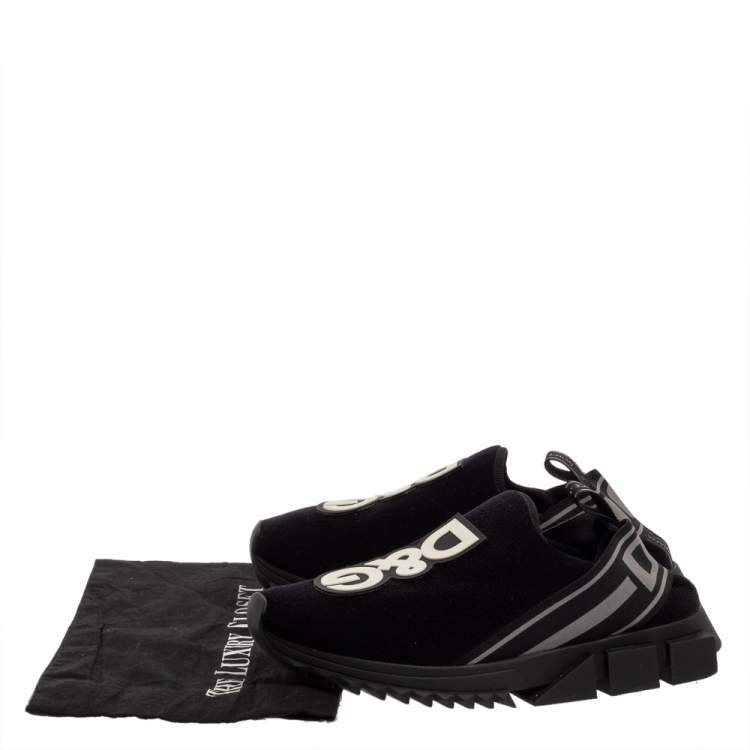 Pre Owned Dolce & Gabbana Black Knit Fabric Sorrento Sneakers Size 42