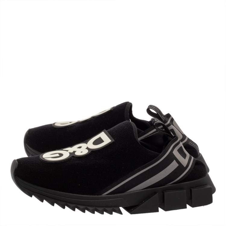 Pre Owned Dolce & Gabbana Black Knit Fabric Sorrento Sneakers Size 42