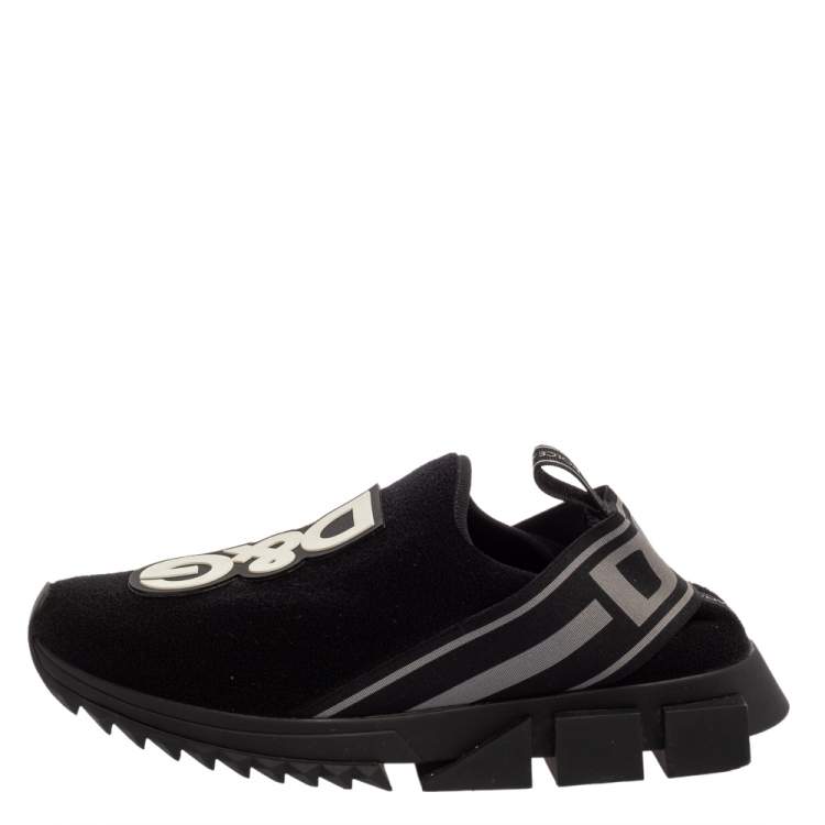 Pre Owned Dolce & Gabbana Black Knit Fabric Sorrento Sneakers Size 42