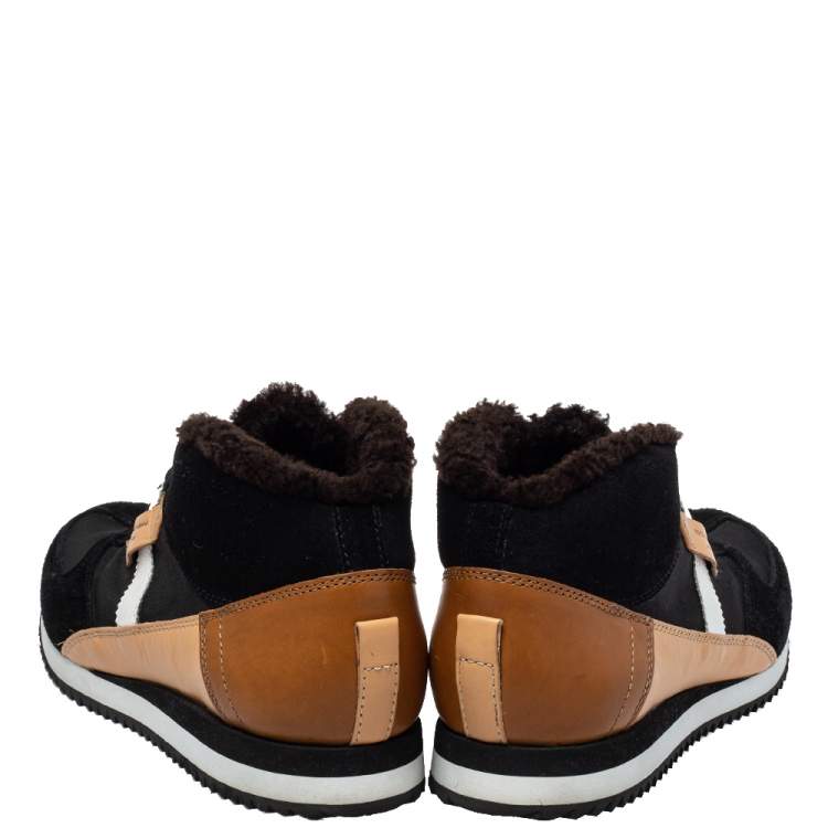 Pre Owned Dolce and Gabbana Multicolor Suede And Fur Trim Sneakers Size 42.5