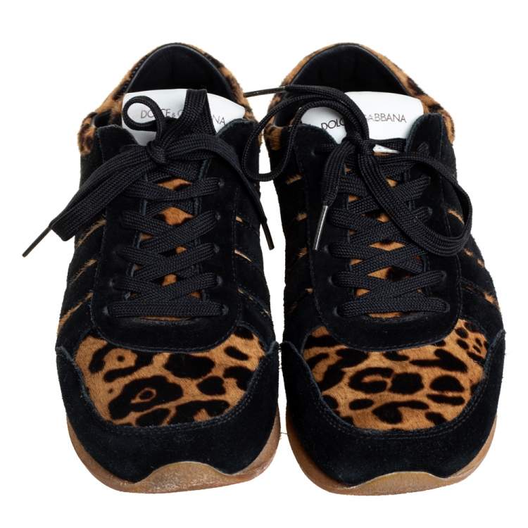 Pre Owned Dolce & Gabbana Multicolor Suede And Calf Hair Low Top Sneakers Size 40