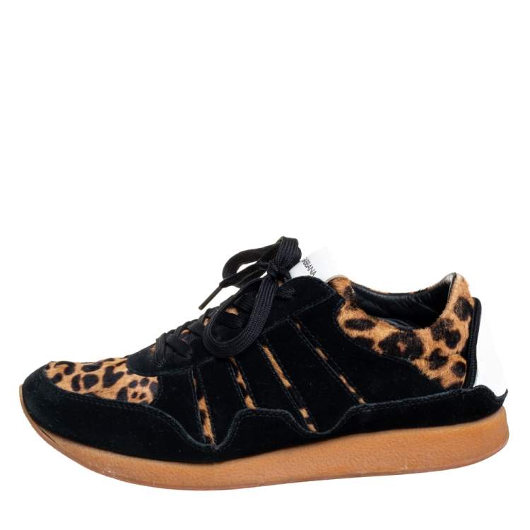 Pre Owned Dolce & Gabbana Multicolor Suede And Calf Hair Low Top Sneakers Size 40