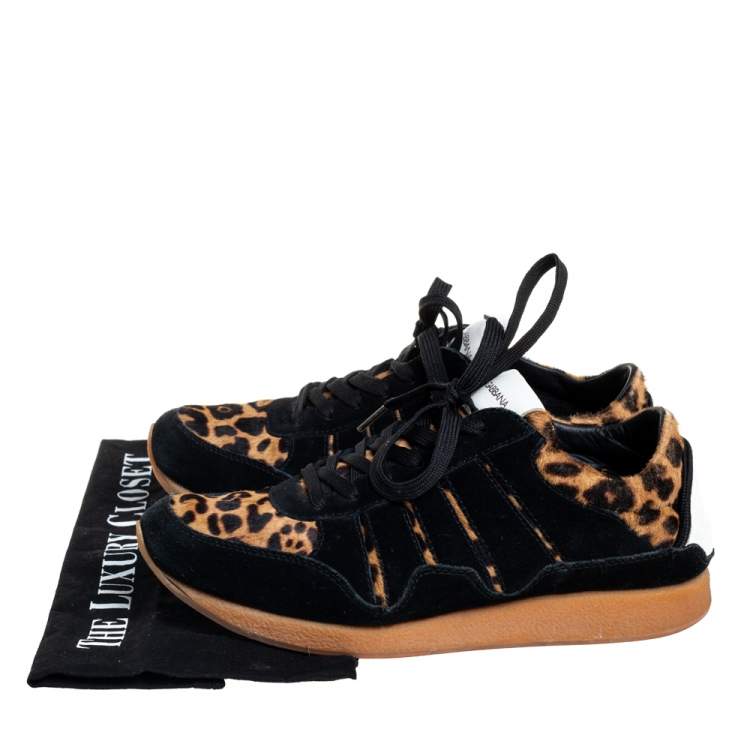 Pre Owned Dolce & Gabbana Multicolor Suede And Calf Hair Low Top Sneakers Size 40