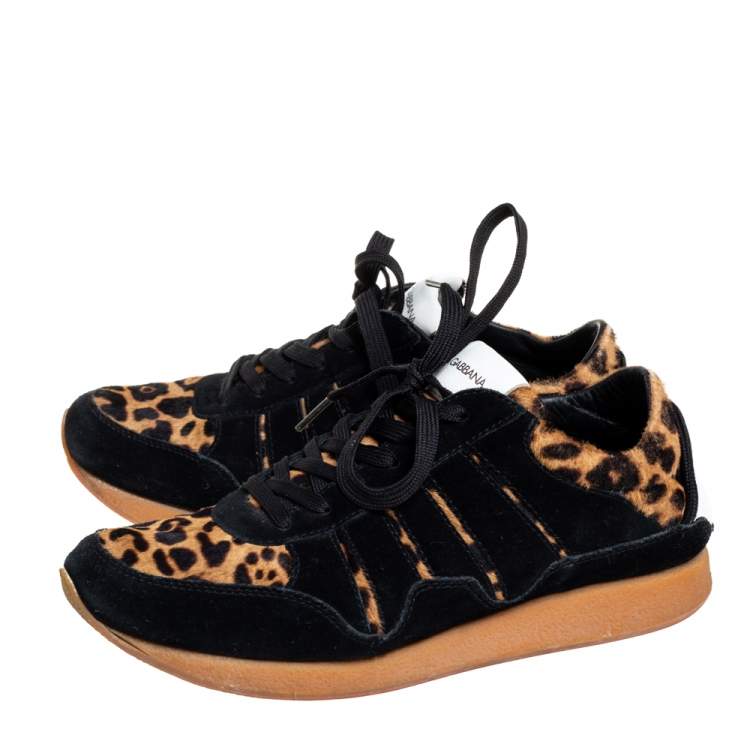 Pre Owned Dolce & Gabbana Multicolor Suede And Calf Hair Low Top Sneakers Size 40