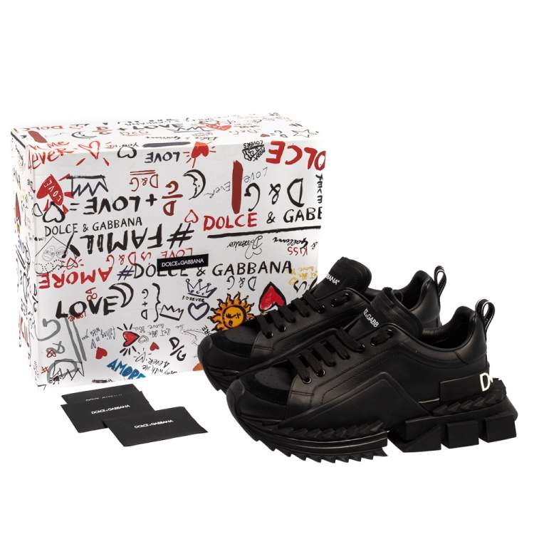 Pre Owned Dolce & Gabbana Black Leather Super King Sneakers Size 42