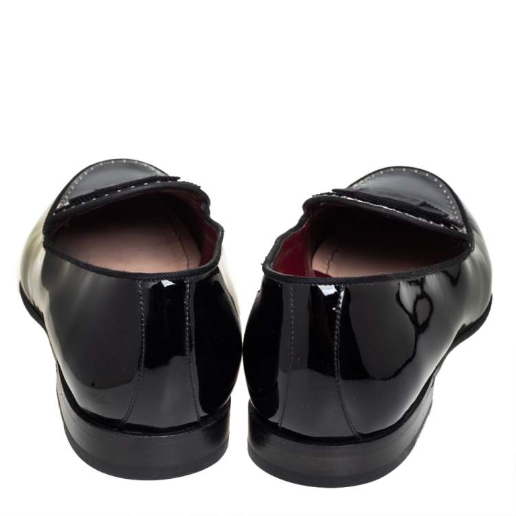 Pre Owned  Dolce & Gabbana Black Patent Leather Studded Slip On Loafers Size 43