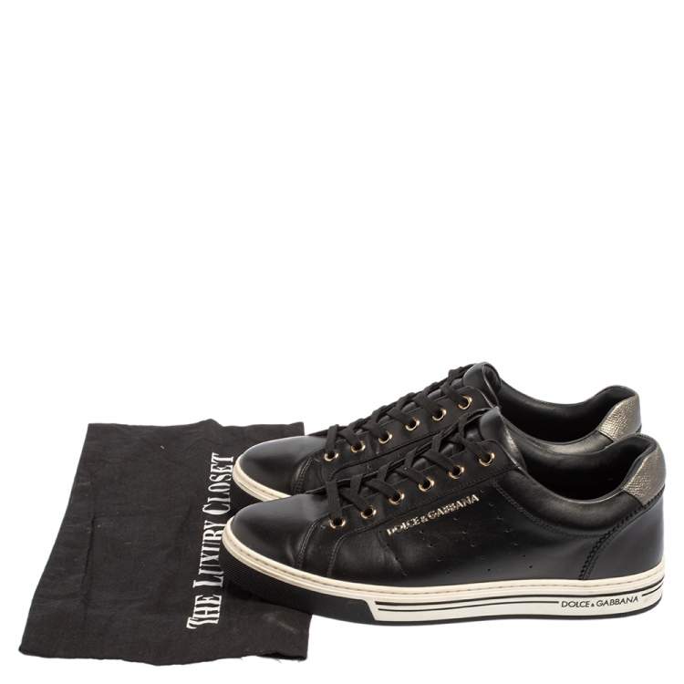 Pre Owned Dolce & Gabbana Black Leather Low Top Sneakers Size 41