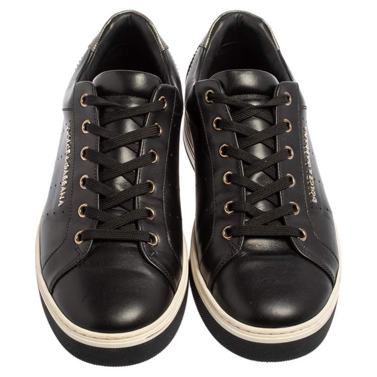 Pre Owned Dolce & Gabbana Black Leather Low Top Sneakers Size 41