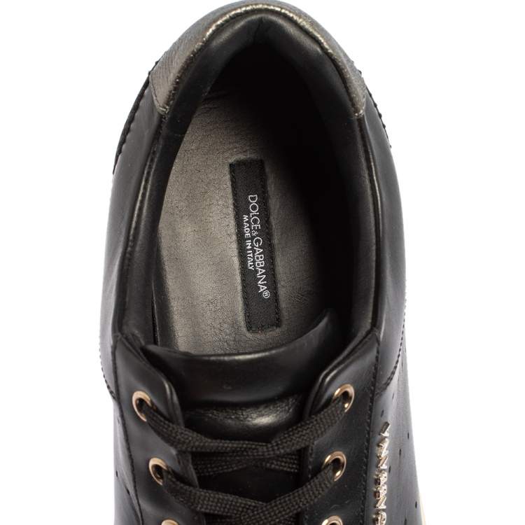 Pre Owned Dolce & Gabbana Black Leather Low Top Sneakers Size 41